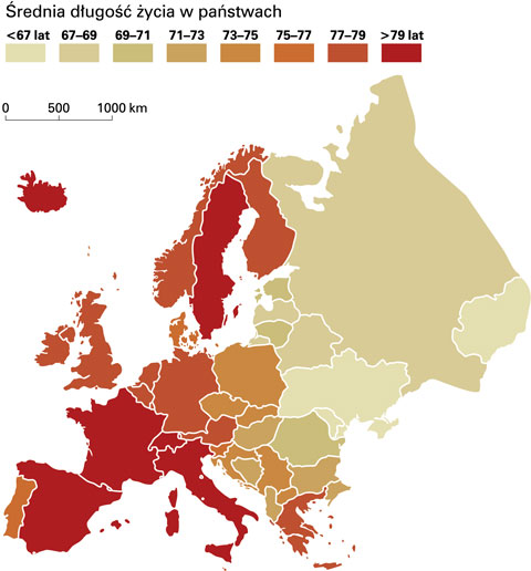 rednia przecitna dugo ycia w europie mapa