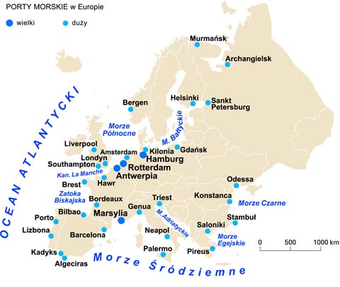 najwiksze porty morskie w europie mapa