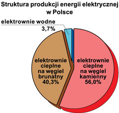 struktura produkcji energii elektrycznej w polsce elektrownie cieplne wodne diagram