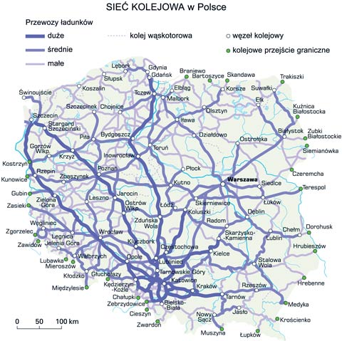 sie kolejowa w polsce przewozy adunkw mapa