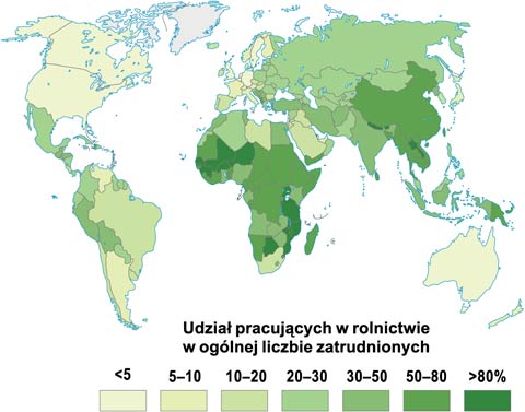 zatrudnienie w rolnictwie na wiecie mapa