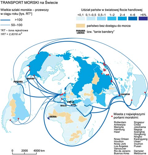 transport morski na wiecie szlaki morskie flota handlowa mapa