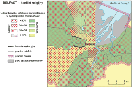 belfast mapa plan konflikt religijny irlandia pnocna