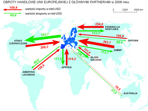 obroty handlowe import eksport gwni partnerzy unii europejskiej mapa