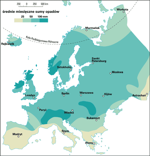 Europa – opady lipca