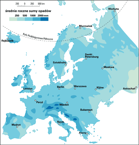 Europa – opady roku