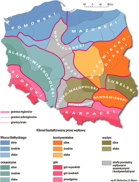 Polska - regiony klimatyczne