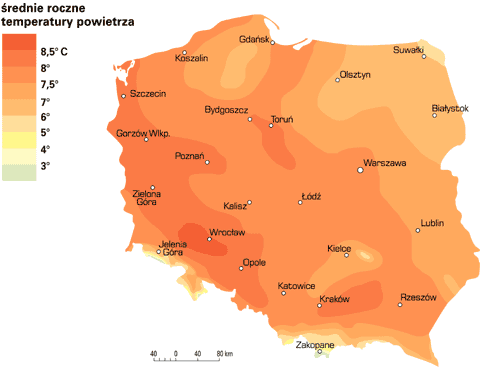 Polska - temperatury roku