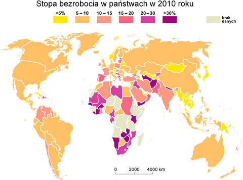 bezrobocie na wiecie mapa