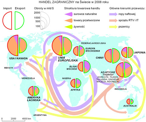 handel zagraniczny na wiecie import eksport obroty struktura mapa