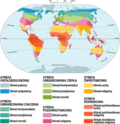 strefy klimatyczne i typy klimatu na wiecie